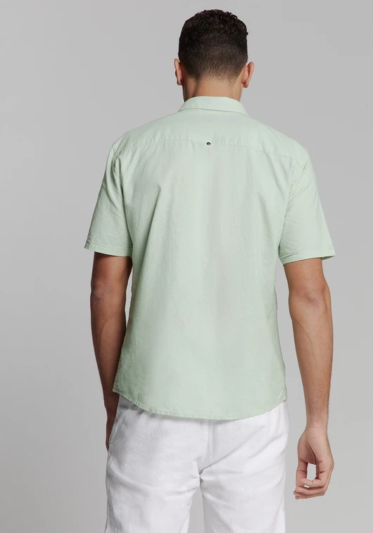 No Excess Shirt Short Sleeve Solid With Linen 27480321SN