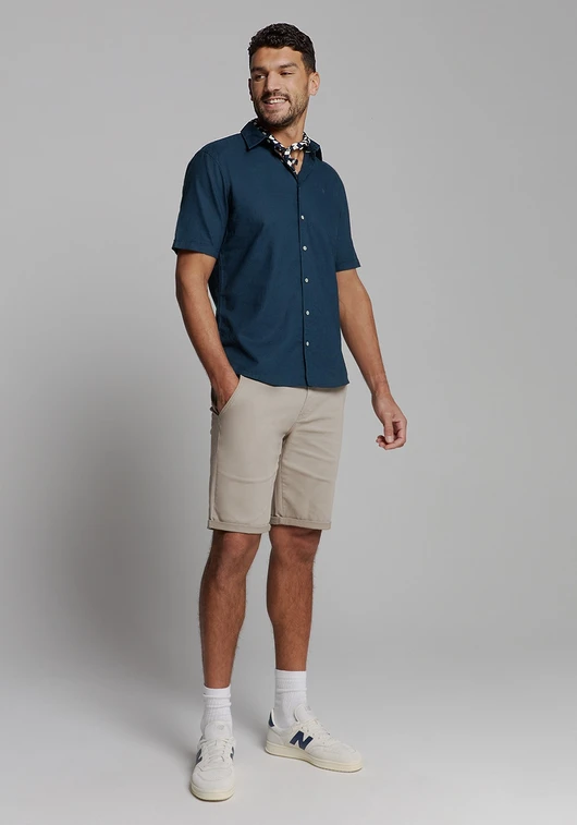 No Excess Shirt Short Sleeve Solid With Linen 27480321SN