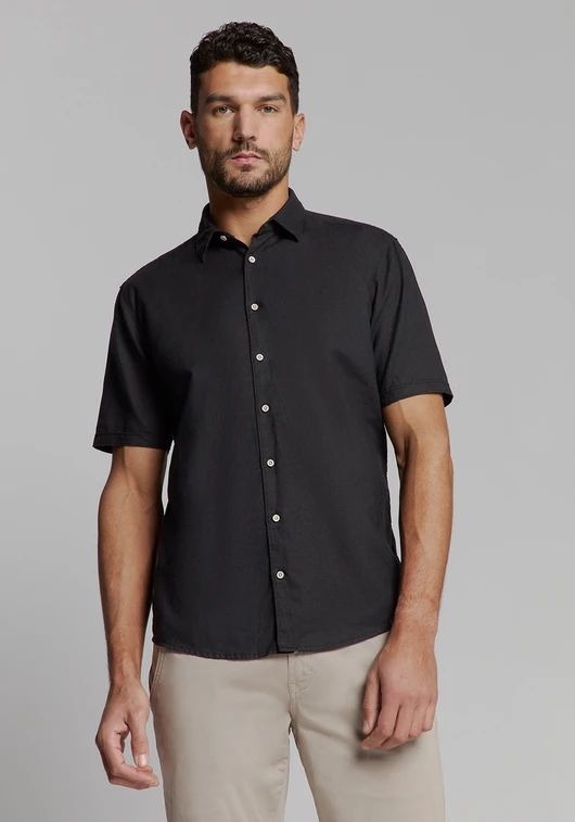 No Excess Shirt Short Sleeve Solid With Linen 27480321SN