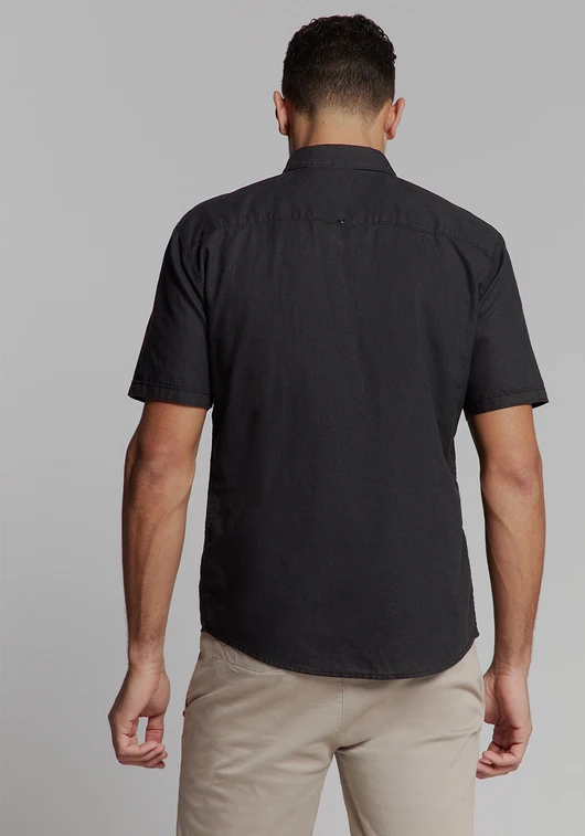 No Excess Shirt Short Sleeve Solid With Linen 27480321SN