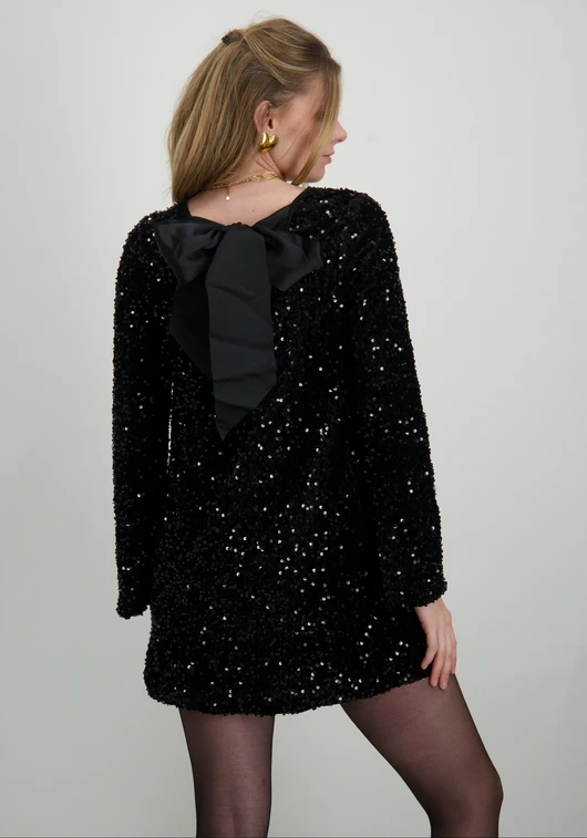 Only ONLANIKA SEQUINS LS BOW DRESS WVN 15339408