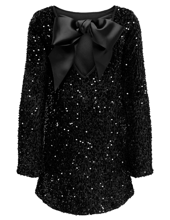 Only ONLANIKA SEQUINS LS BOW DRESS WVN 15339408