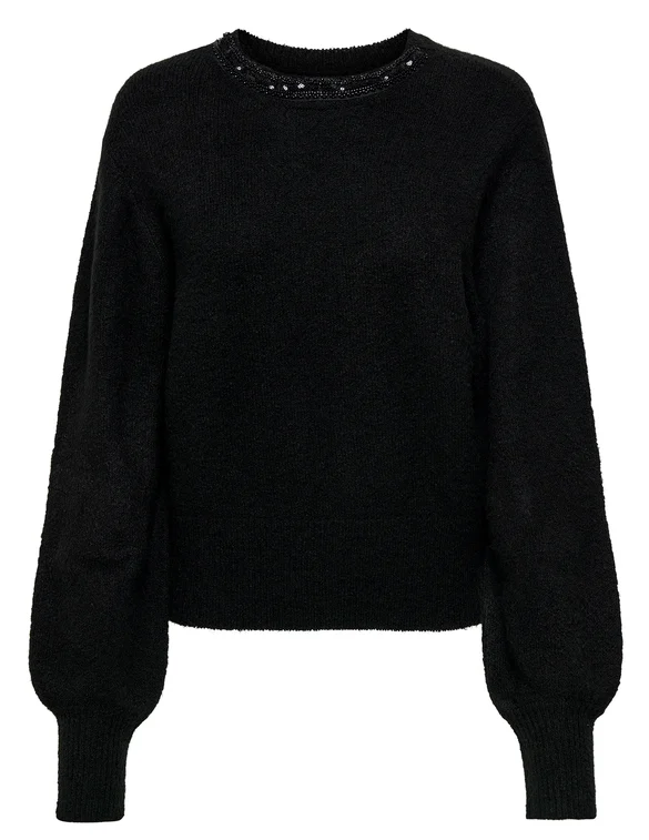 Only ONLAVI LS EMBELLISH O-NECK EX KNT 15323962