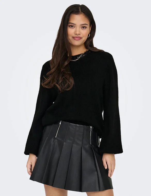 Only ONLAVI LS EMBELLISH O-NECK EX KNT 15323962