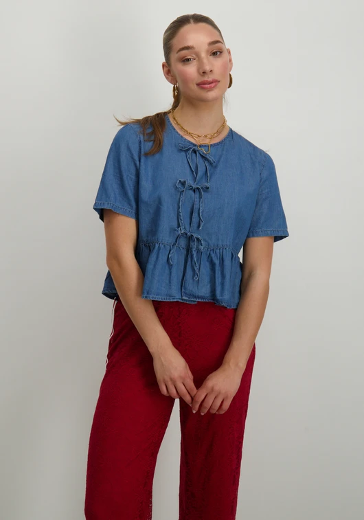 Only ONLBEA SS BOW DNM SHIRT BJ 15344257