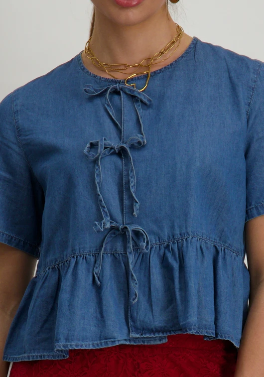 Only ONLBEA SS BOW DNM SHIRT BJ 15344257