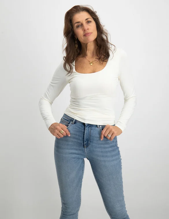 Only ONLEA L/S 2-WAY DEEP NECK TOP JRS N 15302647
