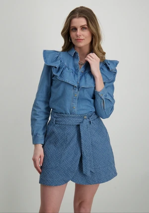 Only ONLINDIGO LS FRILL DNM SHIRT QYT NO 15297988