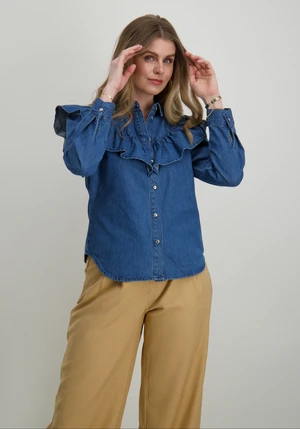 Only ONLINDIGO LS FRILL DNM SHIRT QYT NO 15297988