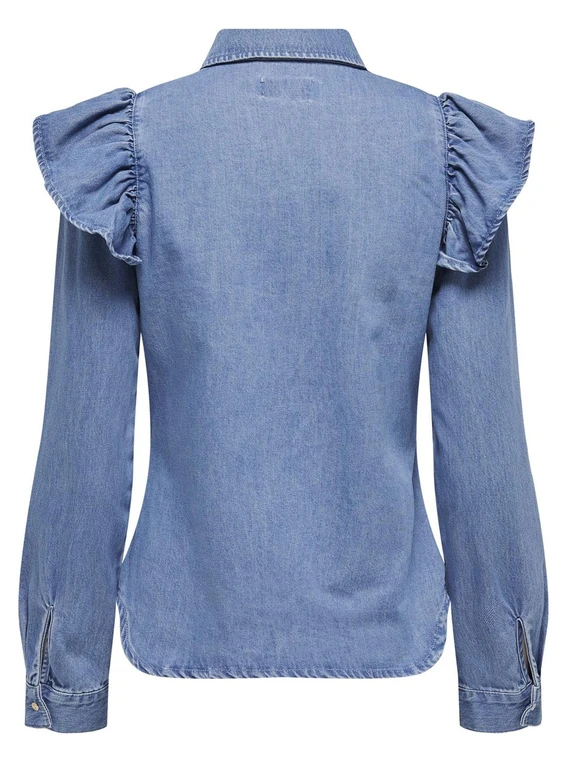 Only ONLINDIGO LS FRILL DNM SHIRT QYT NO 15297988
