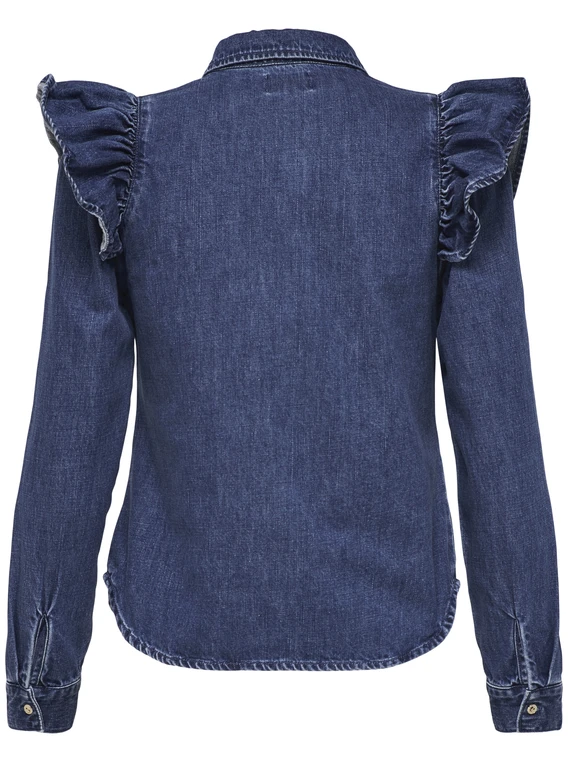 Only ONLINDIGO LS FRILL DNM SHIRT QYT NO 15297988