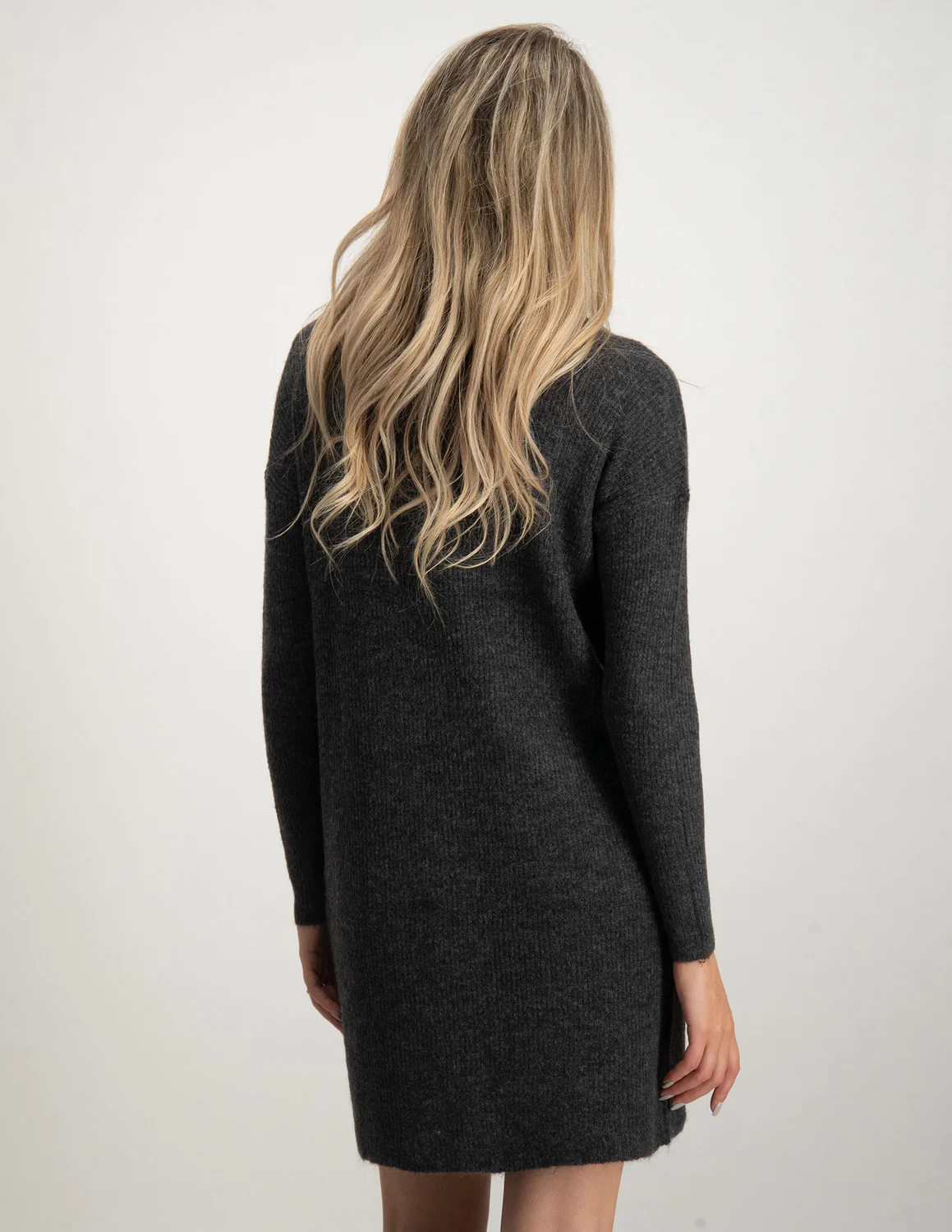 Only kopen DRESS COWLNCK ONLJANA The KNT bij WOOL 15140166 donkergrijs L/S Stone