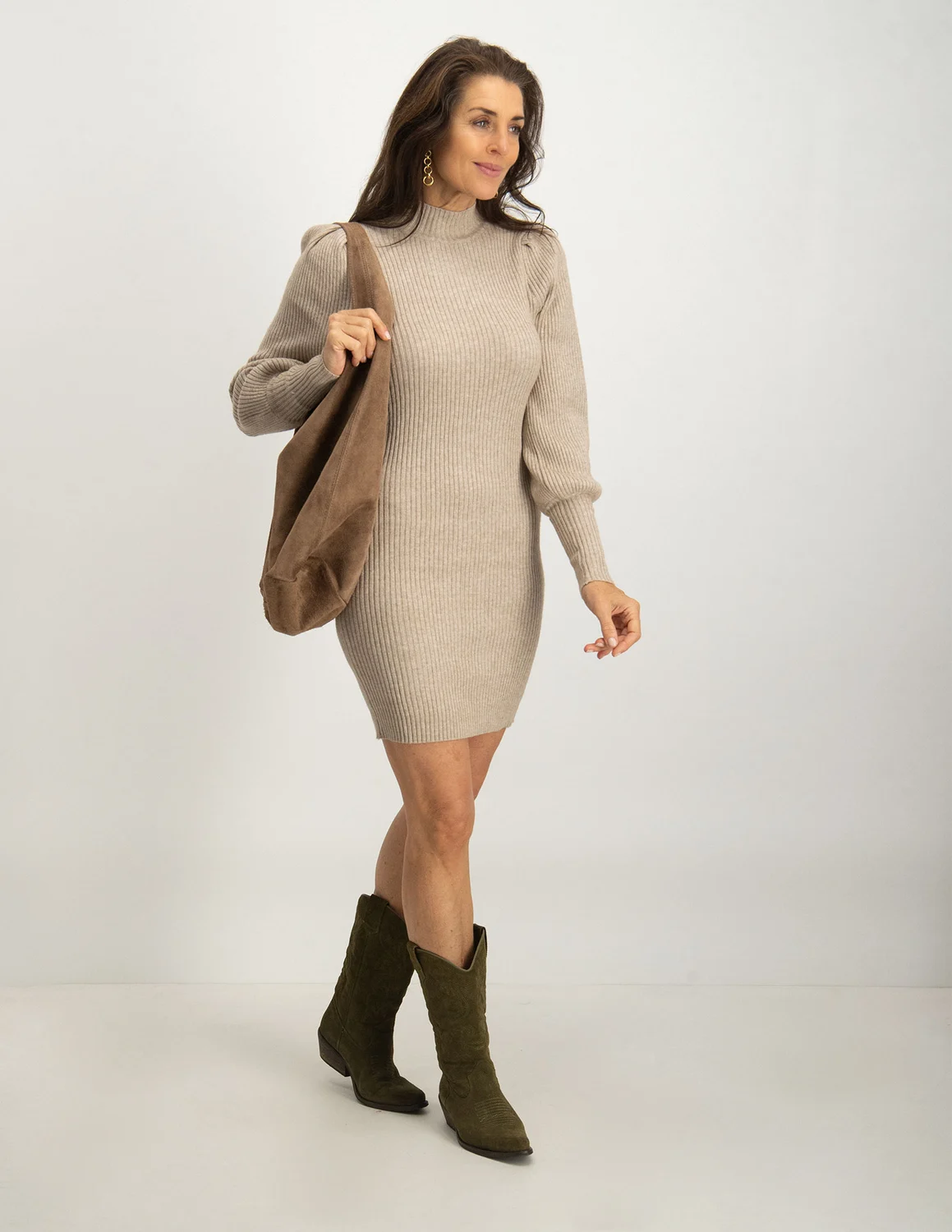 Only ONLKATIA L/S DRESS CC KNT 15232502 beige kopen bij The Stone