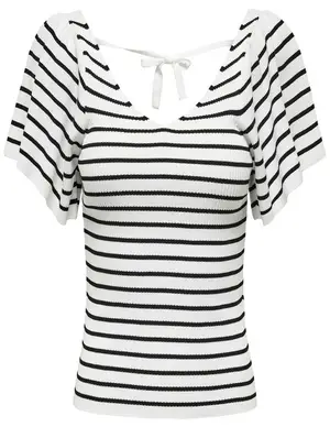 Only ONLLEELO STRIPE SS BACK V-NECK KNT 15283760