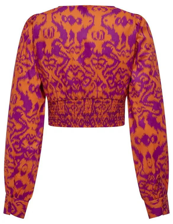 Only ONLLOU EMB L/S V-NECK SHORT TOP PTM 15313170