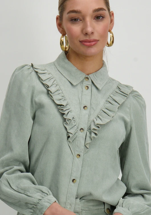Only ONLMARIKE L/S CORD FRILL SHIRT PNT 15334332