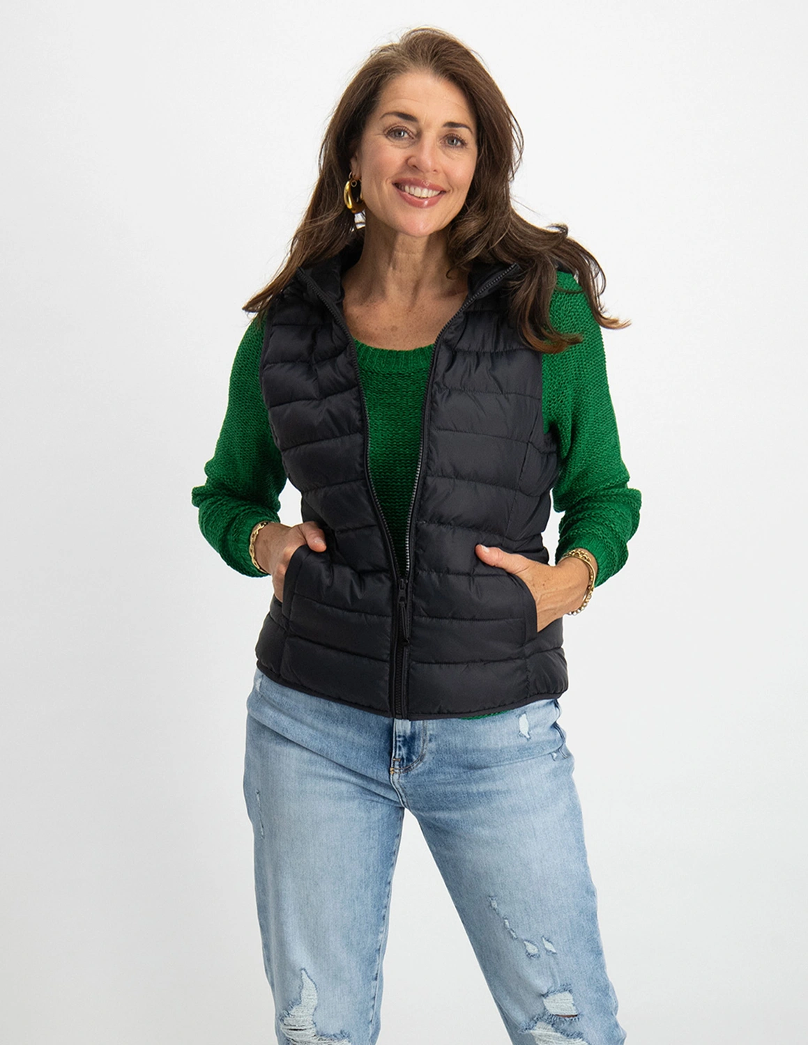 Only ONLNEWTAHOE HOOD WAISTCOAT OTW NOOS 15205760 zwart-antraciet 1 kopen  bij The Stone | Steppwesten