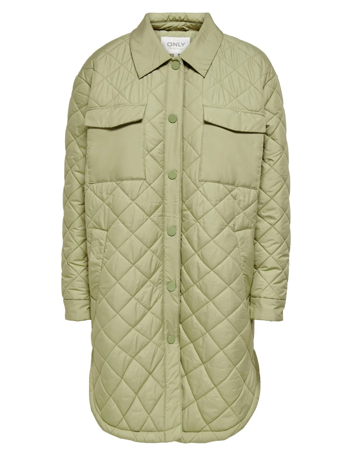 pad versneller Onzeker Only ONLNEWTANZIA LONG QUILT SHACKET OTW 15245897 groen kopen bij The Stone