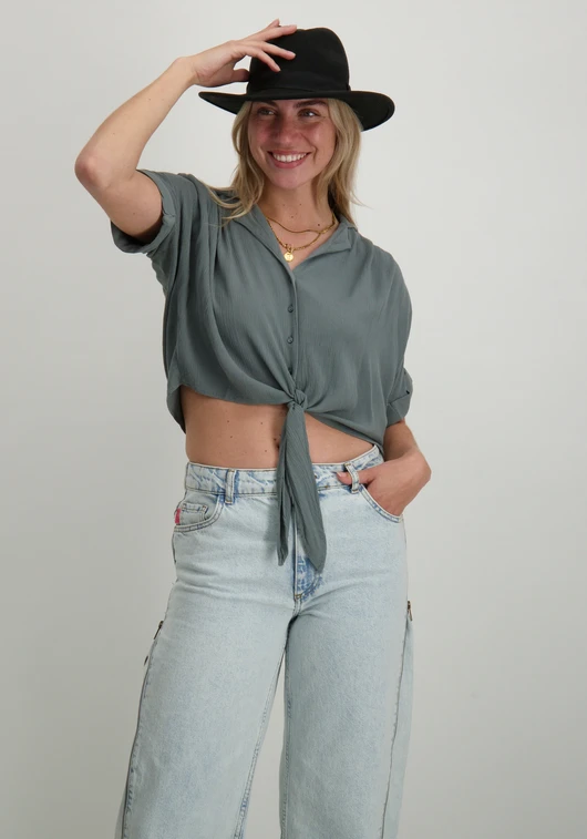 Only ONLPAULA LIFE S/S TIE SHIRT WVN NOO 15281497