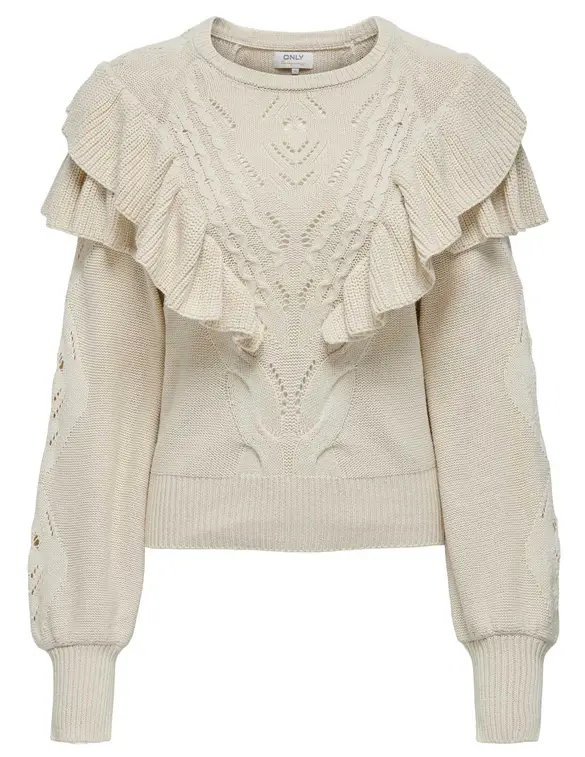 Only ONLRILLO LS RUFFLE ONECK CC KNT 15294646