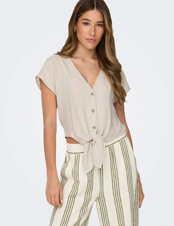 Only ONLSIESTA SS KNOT LIN BL SHIRT PNT 15322270