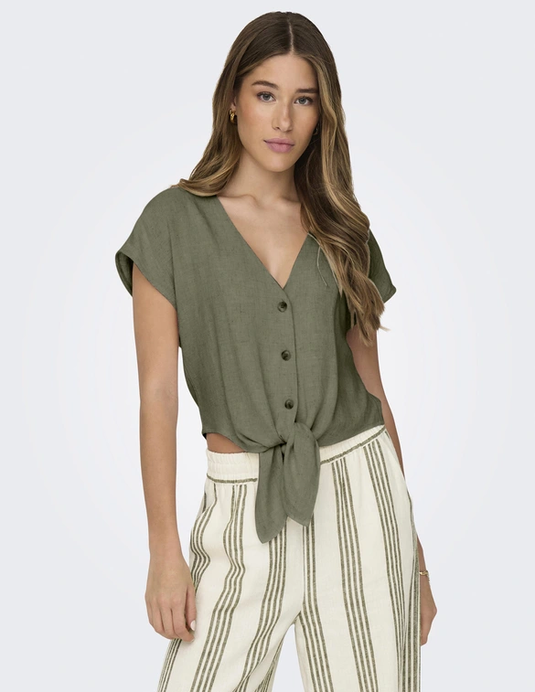 Only ONLSIESTA SS KNOT LIN BL SHIRT PNT 15322270