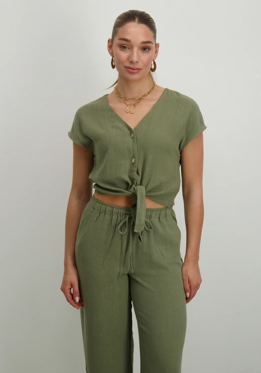 Only ONLSIESTA SS KNOT LIN BL SHIRT PNT 15322270