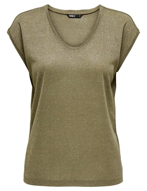 Only onlSILVERY S/S V NECK LUREX TOP JRS 15136069