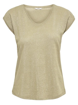 Only onlSILVERY S/S V NECK LUREX TOP JRS 15136069