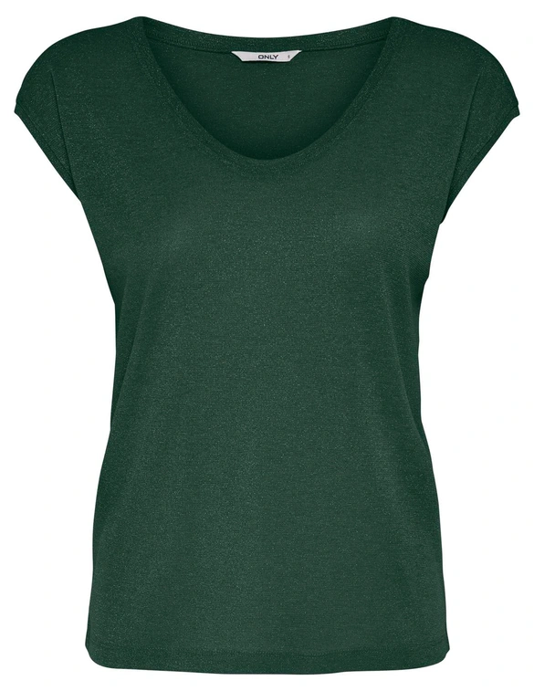 Only onlSILVERY S/S V NECK LUREX TOP JRS 15136069