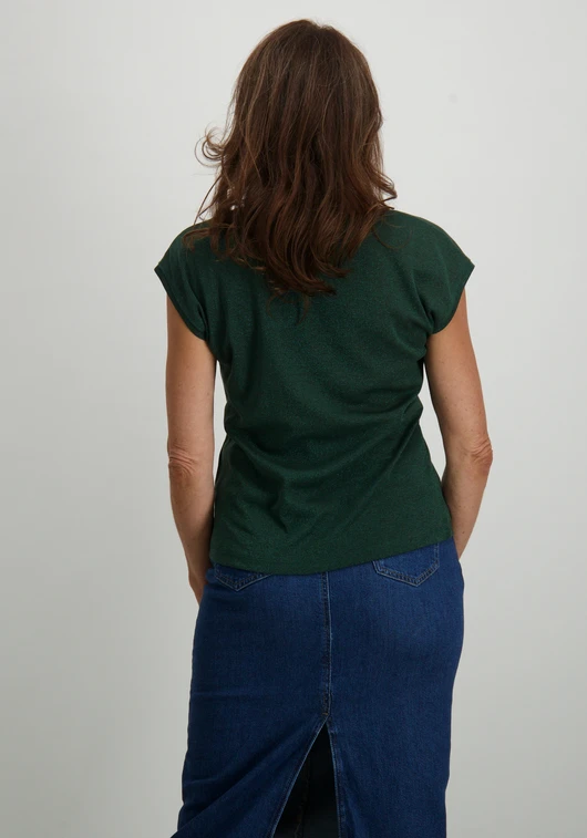 Only onlSILVERY S/S V NECK LUREX TOP JRS 15136069