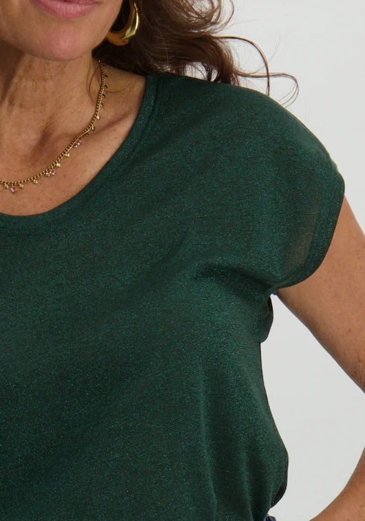 Only onlSILVERY S/S V NECK LUREX TOP JRS 15136069