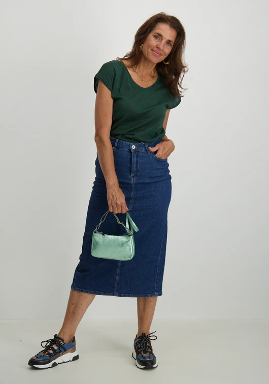Only onlSILVERY S/S V NECK LUREX TOP JRS 15136069