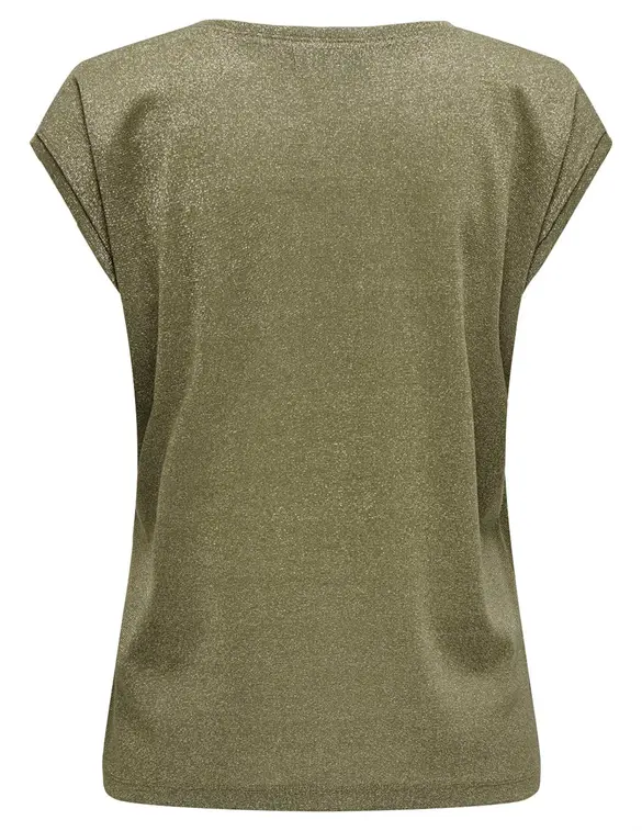 Only onlSILVERY S/S V NECK LUREX TOP JRS 15136069