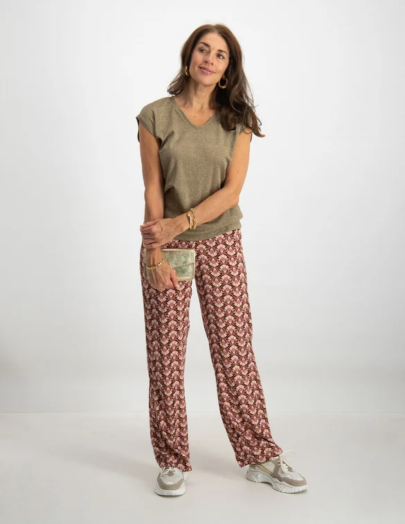 Only onlSILVERY S/S V NECK LUREX TOP JRS 15136069