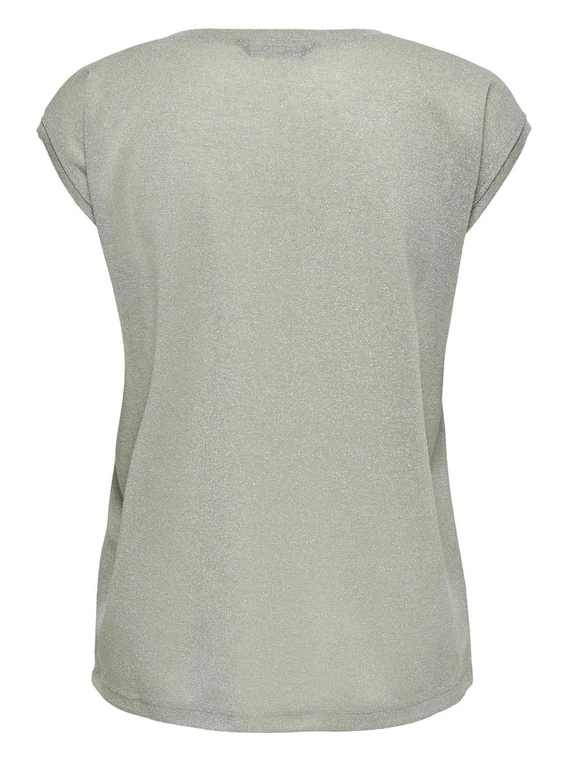 Only onlSILVERY S/S V NECK LUREX TOP JRS 15136069