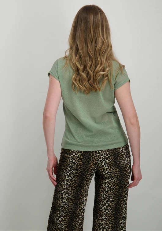 Only onlSILVERY S/S V NECK LUREX TOP JRS 15136069