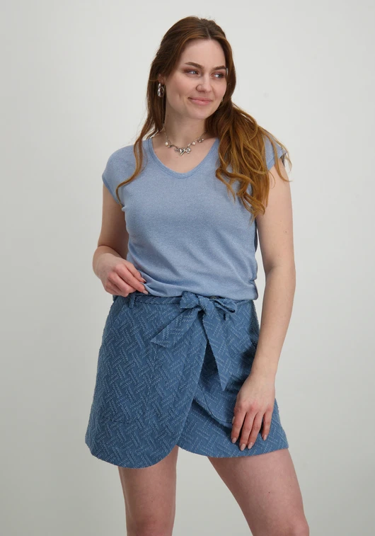 Only onlSILVERY S/S V NECK LUREX TOP JRS 15136069
