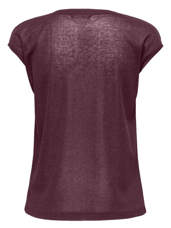 Only onlSILVERY S/S V NECK LUREX TOP JRS 15136069