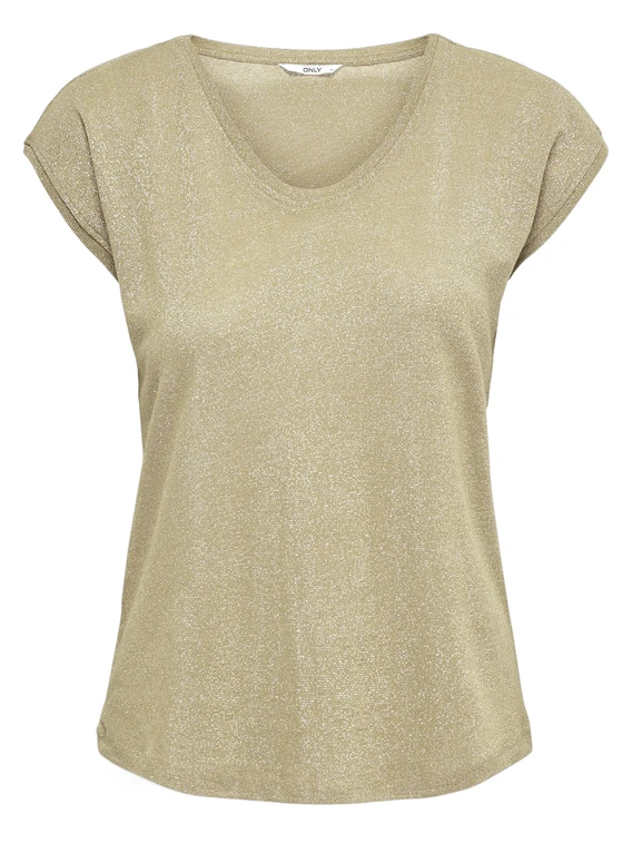 Only onlSILVERY S/S V NECK LUREX TOP JRS 15136069