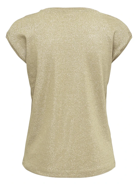 Only onlSILVERY S/S V NECK LUREX TOP JRS 15136069