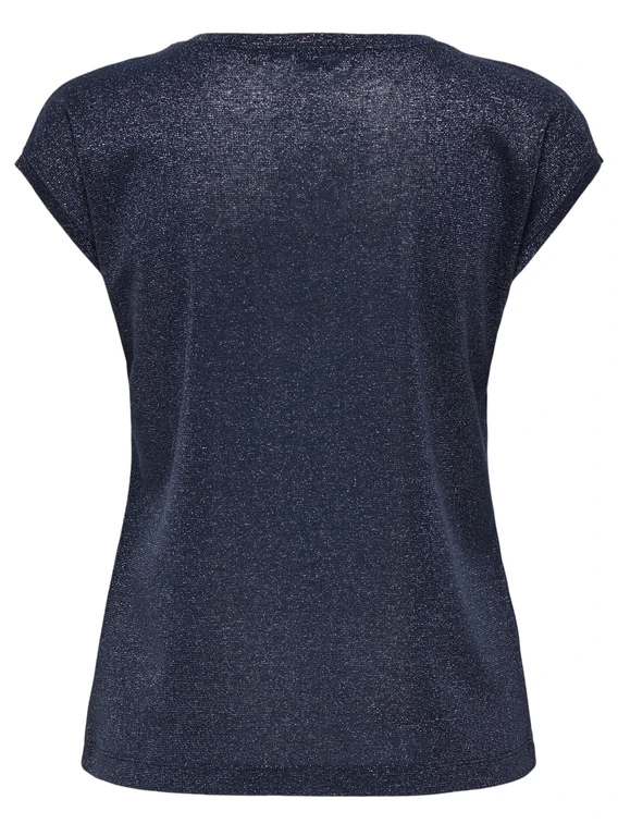 Only onlSILVERY S/S V NECK LUREX TOP JRS 15136069