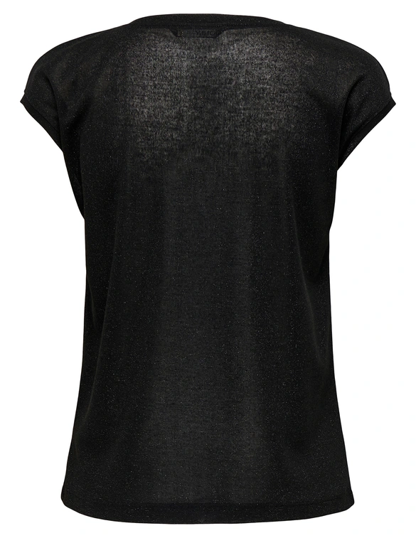 Only onlSILVERY S/S V NECK LUREX TOP JRS 15136069