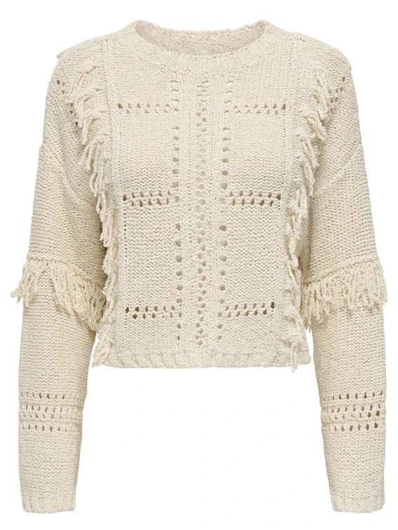 Only ONLYRSA LIFE LS FRINGE O-NECK CC KN 15339645