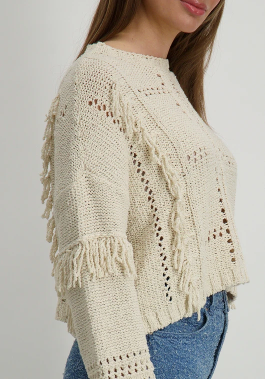 Only ONLYRSA LIFE LS FRINGE O-NECK CC KN 15339645