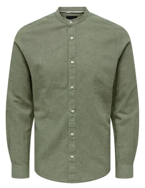 ONLY & SONS ONSCAIDEN LS SOLID LINEN MAO SHIRT 22019173
