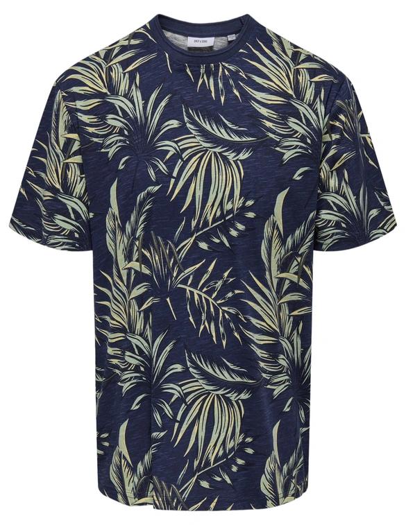 ONLY & SONS ONSKASH REG LEAF AOP SS TEE 22028689