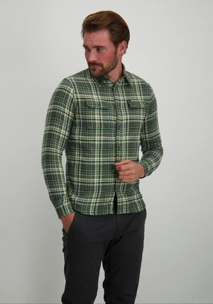 Petrol Men Shirt Long Sleeve Check M-3040-SIL400