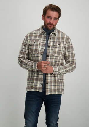 Petrol Men Shirt Long Sleeve Check M-3040-SIL405