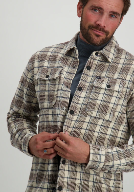Petrol Men Shirt Long Sleeve Check M-3040-SIL405